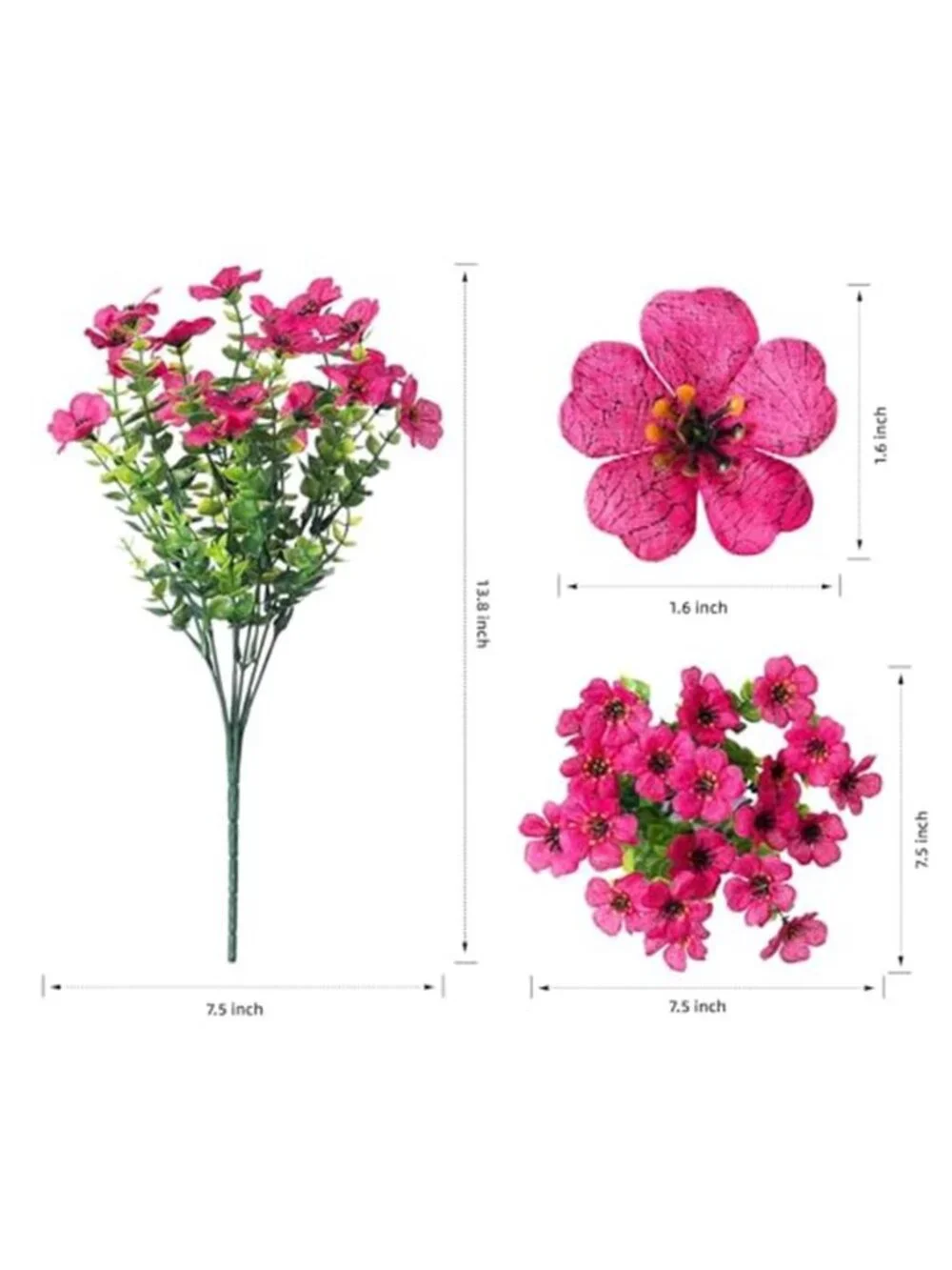 Artificial Daisy Eucalyptus Fake Flowers Outdoor Indoor Porch Patio 12 Bundles